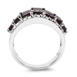 4.60 Carat Genuine Garnet & White Topaz .925 Sterling Silver Ring