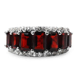 4.60 Carat Genuine Garnet & White Topaz .925 Sterling Silver Ring