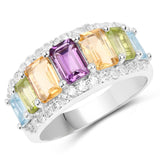 3.61 ct. Genuine Multi Stone .925 Sterling Silver Ring