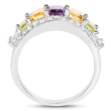 3.61 Carat Genuine Multi Stone .925 Sterling Silver Ring