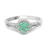 0.68 Carat Genuine Emerald And White Topaz .925 Sterling Silver Ring