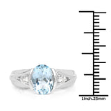 2.66 Carat Genuine Blue Topaz and White Topaz .925 Sterling Silver Ring