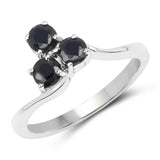 0.99 Carat Genuine Black Sapphire .925 Sterling Silver Ring