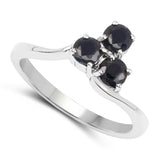 0.99 Carat Genuine Black Sapphire .925 Sterling Silver Ring