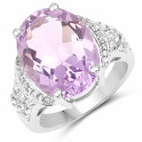 8.98 Carat Genuine Amethyst & White Topaz .925 Sterling Silver Ring