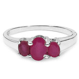 1.31 Carat Genuine Glass Filled Ruby & White Diamond .925 Sterling Silver Ring