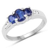 1.18 Carat Genuine Kyanite & White Diamond .925 Sterling Silver Ring