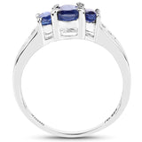 1.18 Carat Genuine Kyanite & White Diamond .925 Sterling Silver Ring