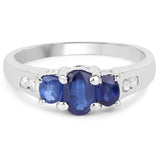 1.18 Carat Genuine Kyanite & White Diamond .925 Sterling Silver Ring