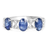 1.52 Carat Genuine Blue Sapphire & White Topaz .925 Sterling Silver Ring