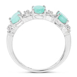 1.34 Carat Genuine Emerald and White Topaz .925 Sterling Silver Ring