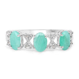 1.34 Carat Genuine Emerald and White Topaz .925 Sterling Silver Ring