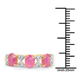14K Yellow Gold Plated 1.64 Carat Genuine Ruby & White Topaz .925 Sterling Silver Ring