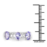 1.40 Carat Genuine Tanzanite and White Topaz .925 Sterling Silver Ring