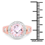 14K Rose Gold Plated 4.20 Carat Genuine Kunzite and White Topaz .925 Sterling Silver Ring