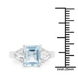 3.26 Carat Genuine Blue Topaz and White Topaz .925 Sterling Silver Ring