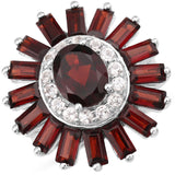 7.36 Carat Genuine Garnet and White Topaz .925 Sterling Silver Ring