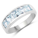 2.00 ct. Genuine Aquamarine .925 Sterling Silver Ring