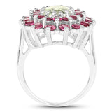 5.44 Carat Genuine Green Amethyst & Rhodolite .925 Sterling Silver Ring