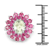 5.44 Carat Genuine Green Amethyst & Rhodolite .925 Sterling Silver Ring