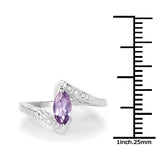 0.56 Carat Genuine Amethyst and White Diamond .925 Sterling Silver Ring