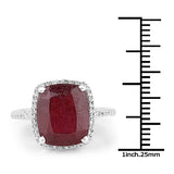 6.74 Carat Glass Filled Ruby and White Topaz .925 Sterling Silver Ring Ring