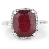 6.74 Carat Glass Filled Ruby and White Topaz .925 Sterling Silver Ring Ring