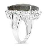17.39 Carat Genuine Labradorite & White Topaz .925 Sterling Silver Ring