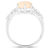 1.14 Carat Genuine Ethiopian Opal and White Topaz .925 Sterling Silver Ring