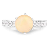 1.14 Carat Genuine Ethiopian Opal and White Topaz .925 Sterling Silver Ring