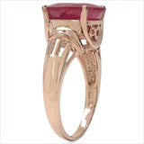 14K Rose Gold Plated 5.25 Carat Genuine Glass Filled Ruby .925 Sterling Silver Ring