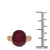 14K Rose Gold Plated 5.25 Carat Genuine Glass Filled Ruby .925 Sterling Silver Ring