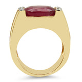 14K Yellow Gold Plated 9.07 Carat Genuine Glass Filled Ruby & White Topaz .925 Sterling Silver Ring
