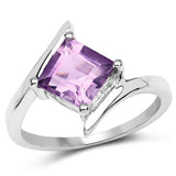 1.50 Carat Genuine  Amethyst .925 Sterling Silver Ring