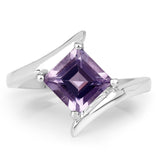 1.50 Carat Genuine  Amethyst .925 Sterling Silver Ring