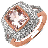 2.68 Carat Genuine Morganite 10K Rose Gold Ring