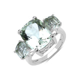 5.96 Carat Genuine Green Amethyst .925 Sterling Silver Ring