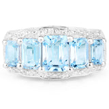 2.91 Carat Genuine Blue Topaz .925 Sterling Silver Ring