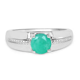 0.75 Carat Genuine Emerald .925 Sterling Silver Ring