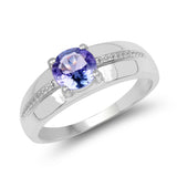 0.74 Carat Genuine Tanzanite .925 Sterling Silver Ring