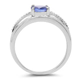 0.74 Carat Genuine Tanzanite .925 Sterling Silver Ring
