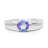 0.74 Carat Genuine Tanzanite .925 Sterling Silver Ring