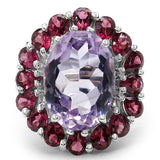 9.04 Carat Genuine Amethyst & Rhodolite .925 Sterling Silver Ring