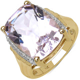 14K Yellow Gold Plated 10.11 Carat Genuine Amethyst & White Topaz .925 Sterling Silver Ring