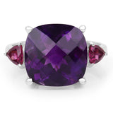 5.90 Carat Genuine Amethyst & Rhodolite .925 Sterling Silver Ring