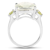 6.80 Carat Genuine Green Amethyst & Peridot .925 Sterling Silver Ring