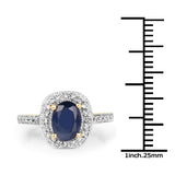 14K Yellow Gold Plated 1.68 Carat Genuine Blue Sapphire and White Topaz .925 Sterling Silver Ring