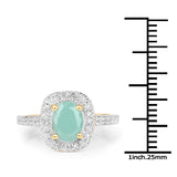 14K Yellow Gold Plated 1.20 Carat Genuine Emerald and White Topaz .925 Sterling Silver Ring