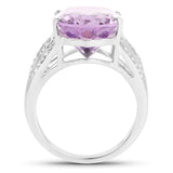 8.41 Carat Genuine Amethyst & White Topaz .925 Sterling Silver Ring