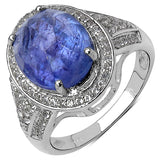 7.44 Carat Genuine Tanzanite .925 Sterling Silver Ring